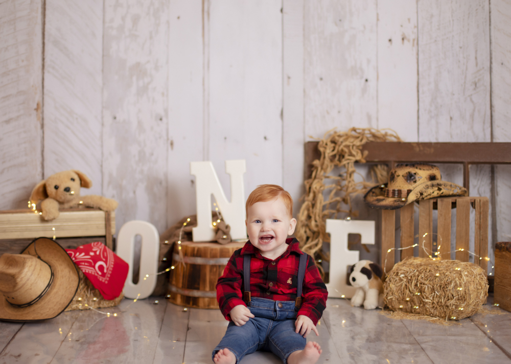 Cowboy themed photoshoot for ONE birthday