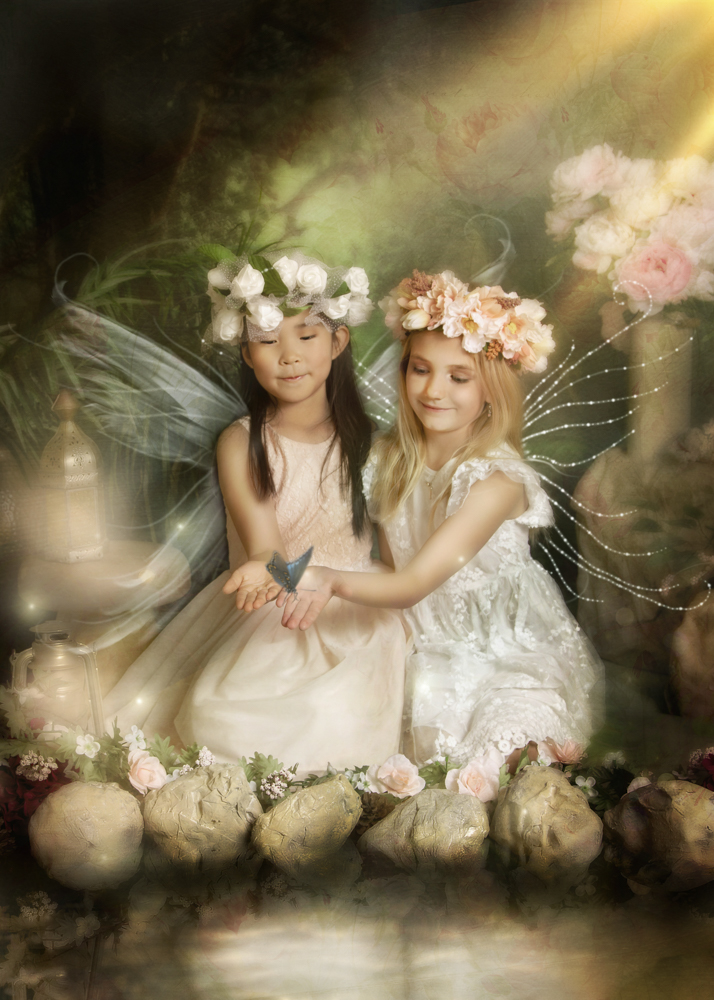 Sisters fairytale portraits in calgary studio